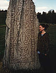 Runestone at Anundshög with Angelika...